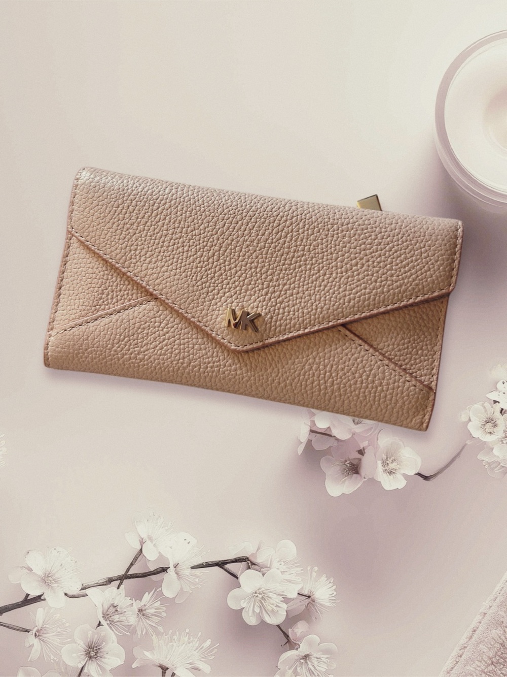 Michael Kors Blush Pebbled Leather Envelope Wallet